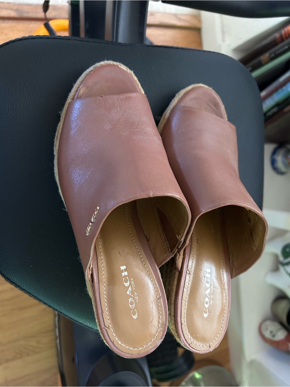 Coach Brown Leather Open-Toe Slide Mules